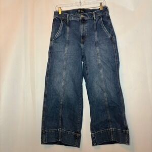 GAP High Rise Wide Leg Crop Jeans Dark Wash Women Size 8 29S Spring 25 Casual